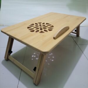 Bamboo Laptop Table for bed With Adjustable Cooling fan