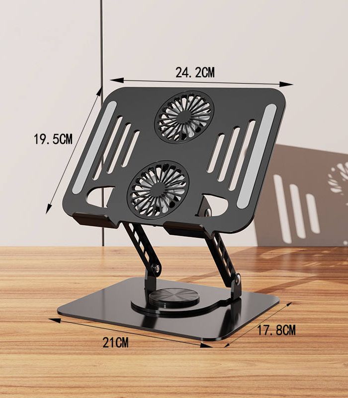 Metal 360 Degree rotation laptop stand with cooling fan - Image 4