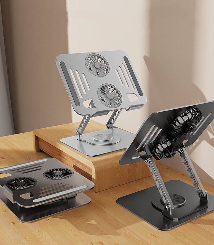 Metal 360 Degree rotation laptop stand with cooling fan - Image 5