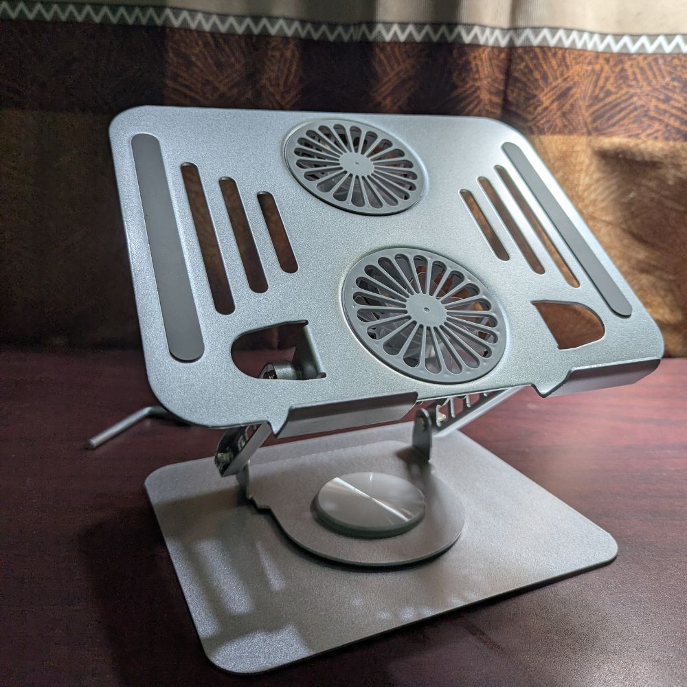 Metal 360 Degree rotation laptop stand with cooling fan - Image 2