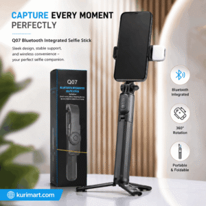 Q07 Selfie Stick with Bluetooth Remote and Adjustable Light for Mobile