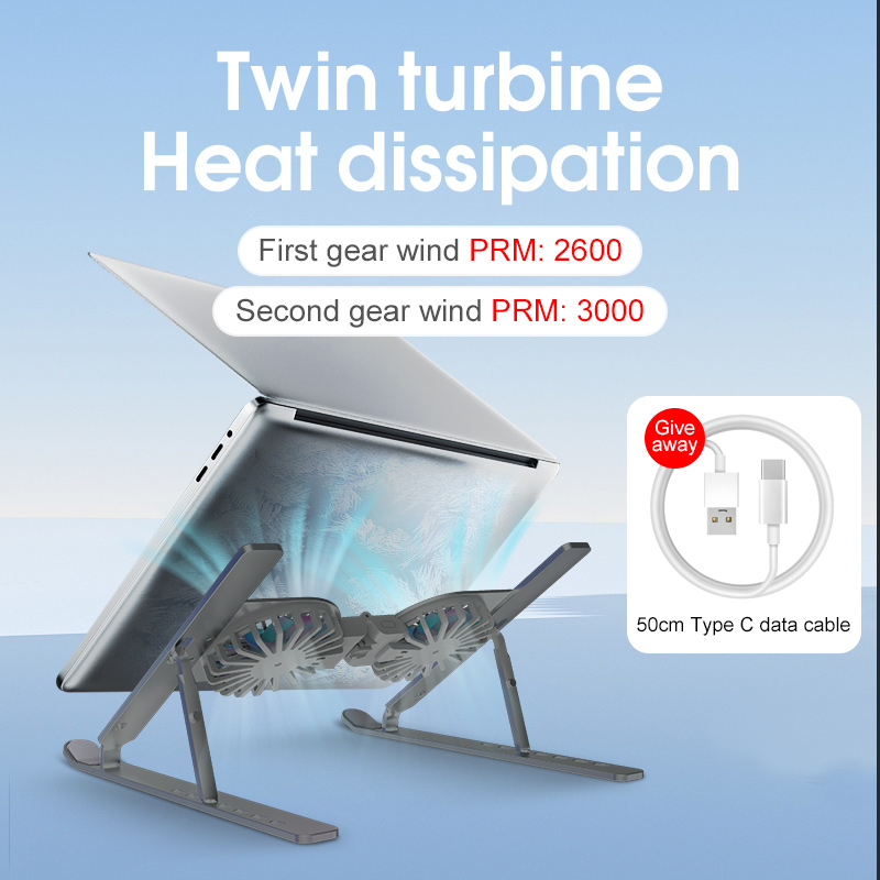 RGB Full Color Desk Adjustable Laptop Stand with Cooling Fan - Image 3