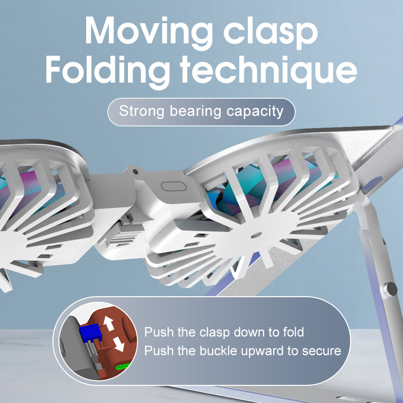 RGB Full Color Desk Adjustable Laptop Stand with Cooling Fan - Image 4
