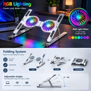 RGB Full Color Desk Adjustable Laptop Stand with Cooling Fan