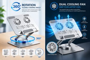 360 Degree Rotation Laptop stand with cooling fan