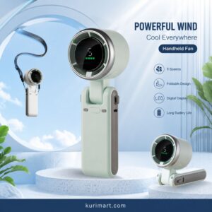 Stay Cool Fast with Portable Handheld Turbo Fan 5 Gear Wind